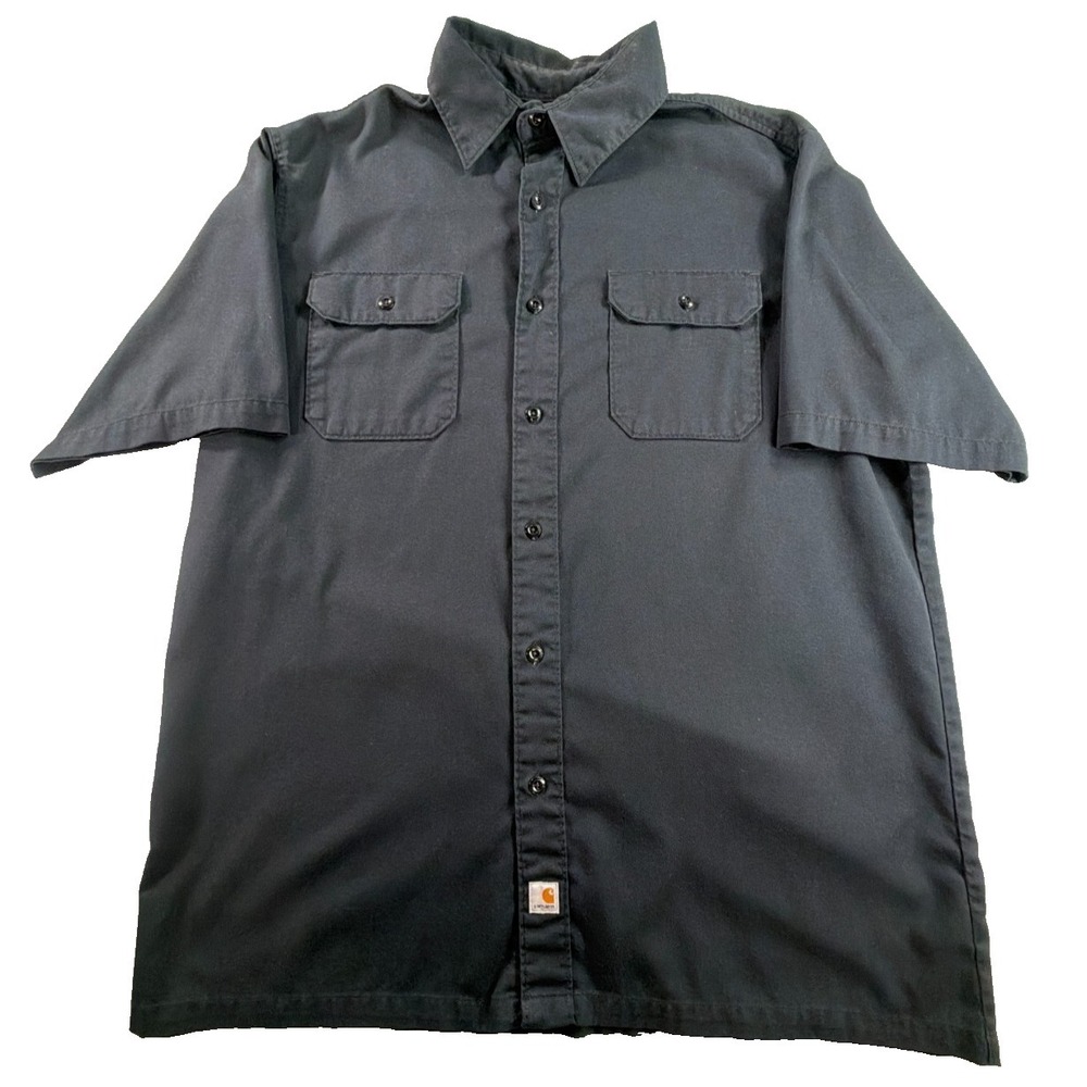 Carhartt Short Sleeve Work Shirt Black XL S223 Button Front Dual Pockets Men